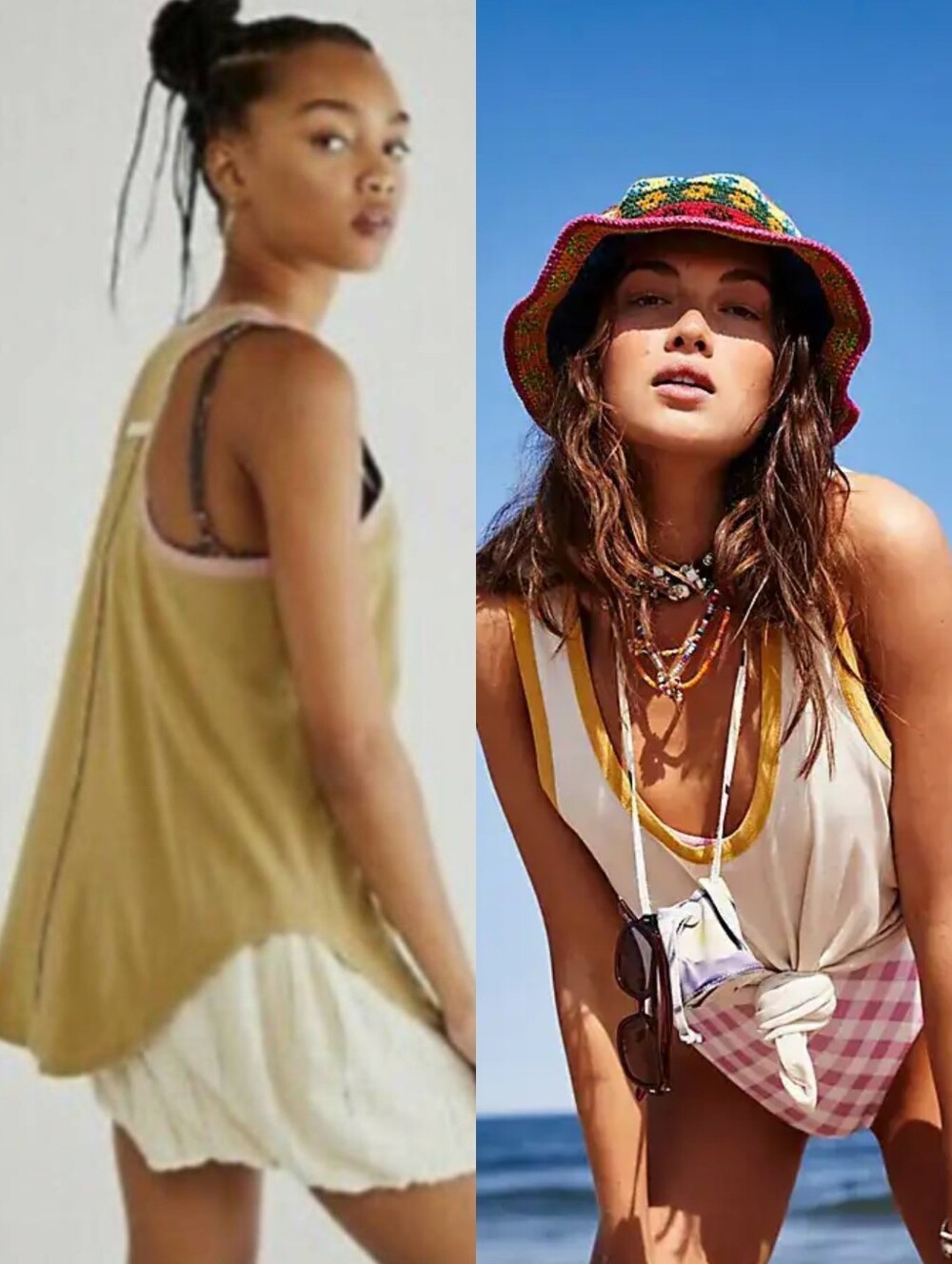 We the Free Reggi Tank Colorblock Racerback Remaxed Tank Tea combo M